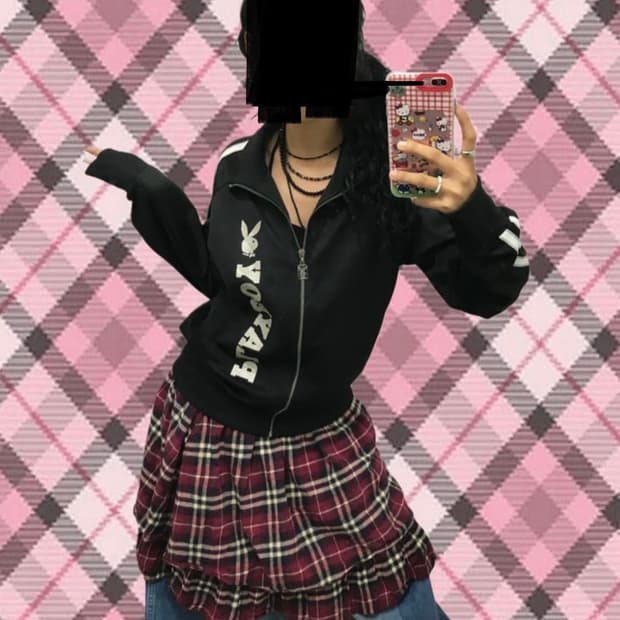 플레이보이 실버 글리터 프린팅 져지