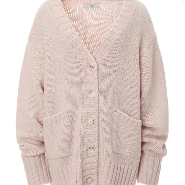 쓰리타임즈 루즈 피넛 가디건 핑크