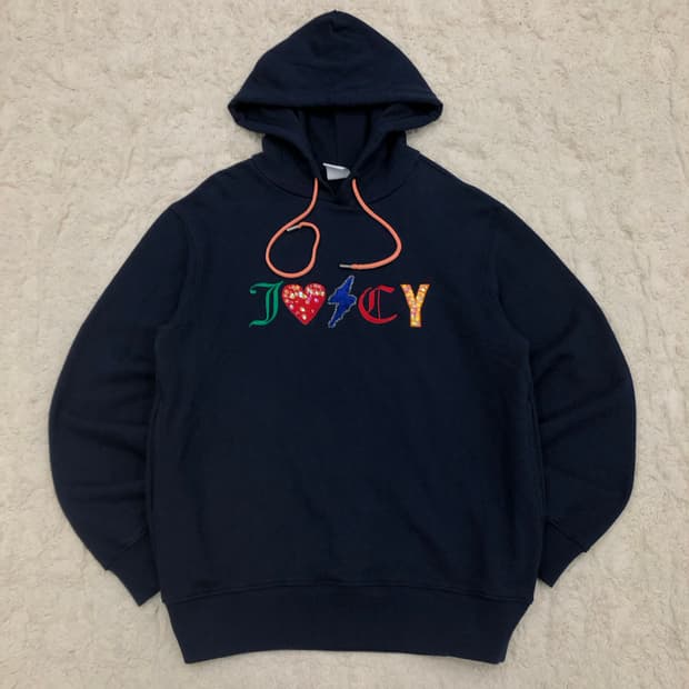 쥬시꾸뛰르 로고 네이비 후드티