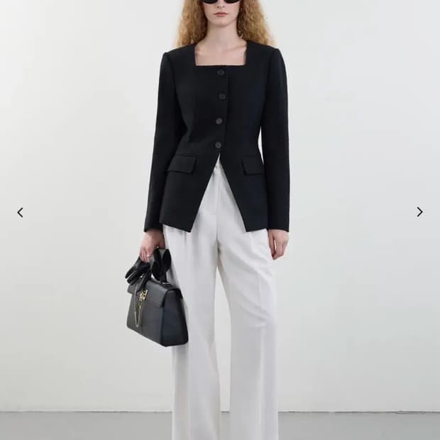 문트 모스 하이웨스트 와이드 슬랙스 화이트, 블랙 m