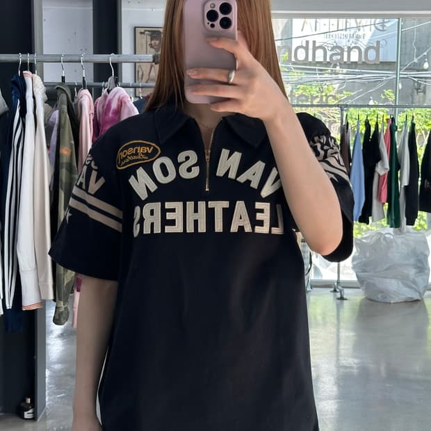 벤슨 패치로고 스타 하프집업 PK 반팔티