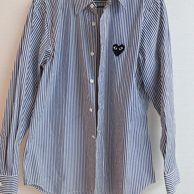 꼼데가르송 스트라이프 블랙와펜셔츠