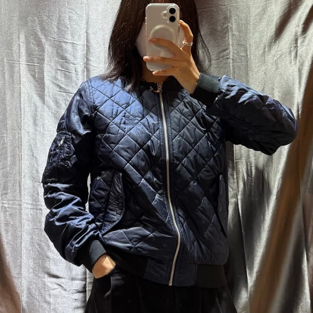 Xs 아디다스 파이어버드 다크블루 퀼팅 블루종