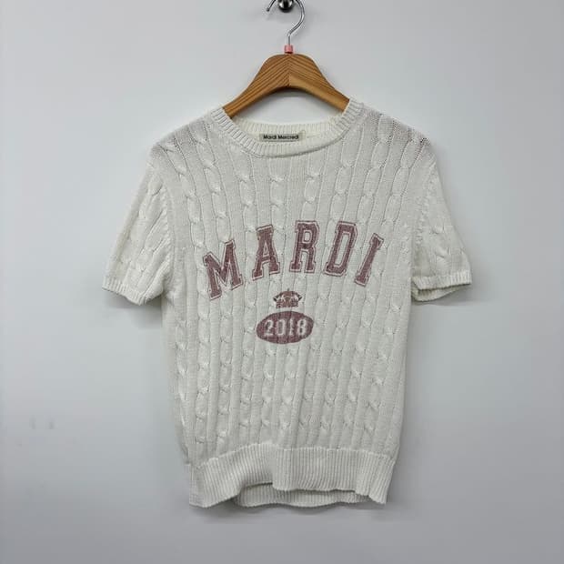 Mardi 메크르디 빅로고 케이블 니트 반팔 PN9733