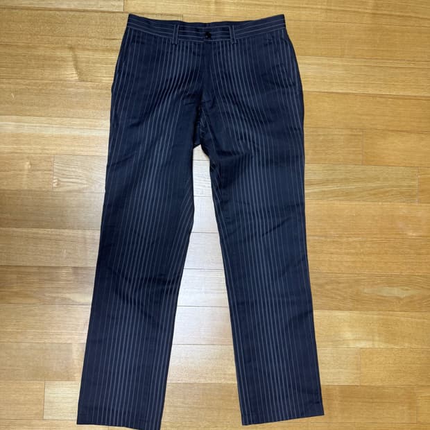 장폴고티에 블랙 스트라이프 팬츠