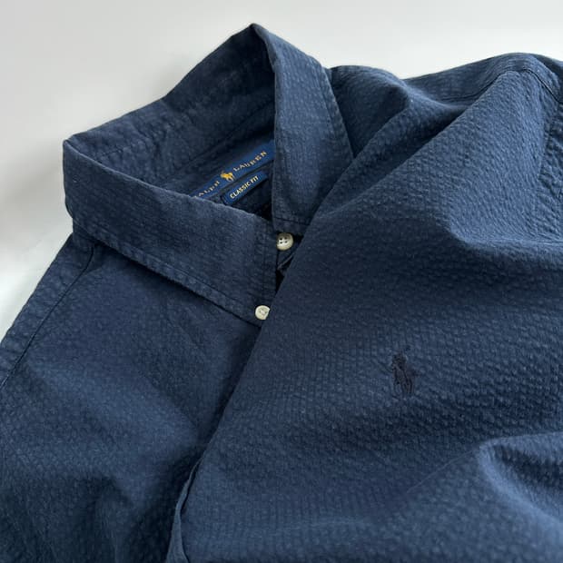 Polo 폴로 릴프로렌 신형 네이비 씨어써커 쉐도우포니 셔츠