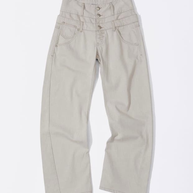 Beaded Layered Denim Pants Nonfade Raw