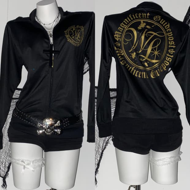 ꒰ঌ 펑투케 골드 레터링 져지 집업 ໒꒱