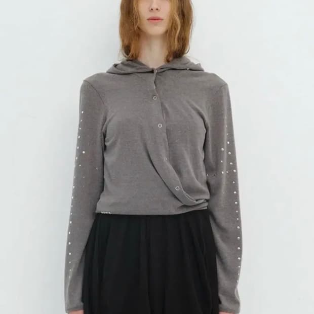 세릭 비즈 랩 후드 가디건 beads wrap hood cardigan