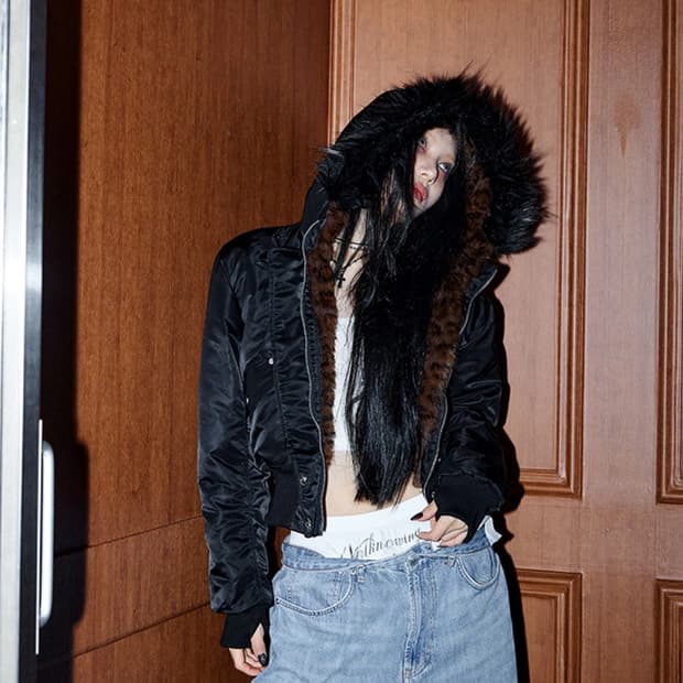 낫노잉 Fur Trim MA-1 Padded Jumper (BLACK)