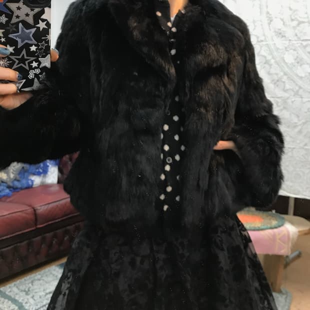 빈티지 여성 퍼 자켓 