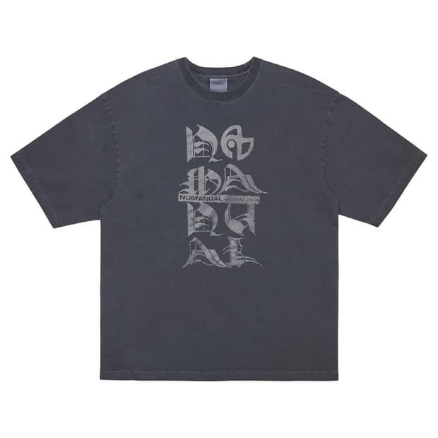 노매뉴얼 블랙 레터 티셔츠 (차콜) M