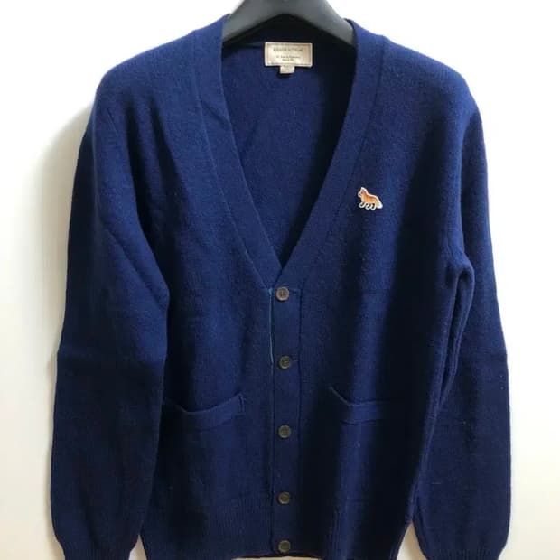 메종키츠네 정품 램스 울 가디건