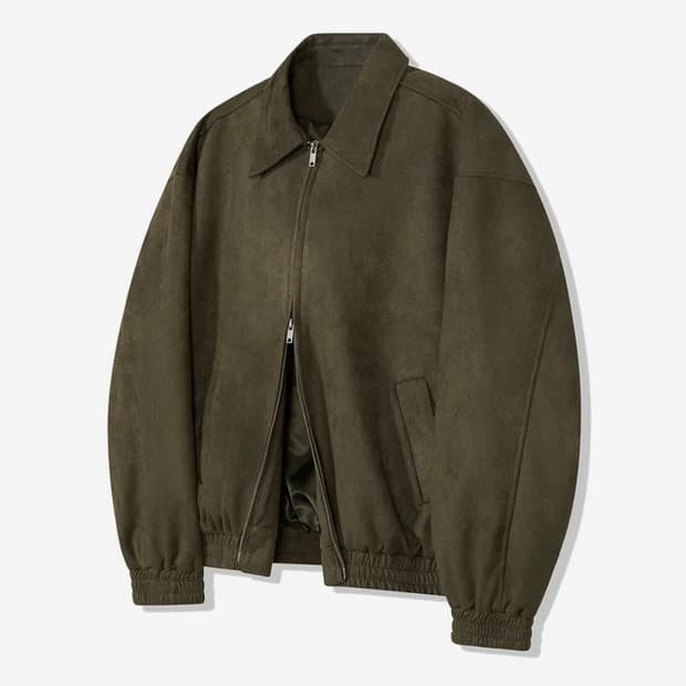 스탠다드에러 블루종 스웨이드 자켓 카키