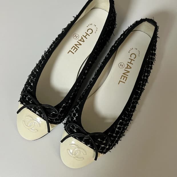 샤넬 트위드 발레리나 플랫슈즈 36.5(235)