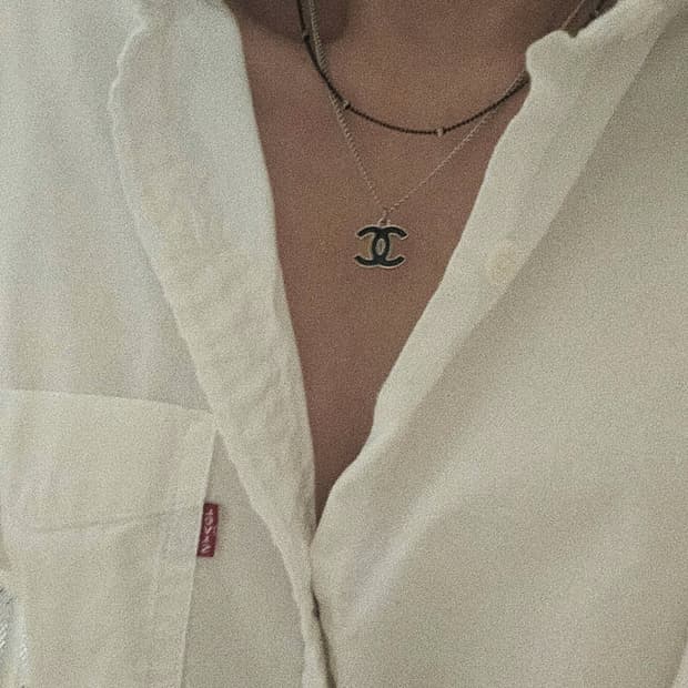 샤넬 빈티지 업사이클링 목걸이 제니 블랙 CC로고