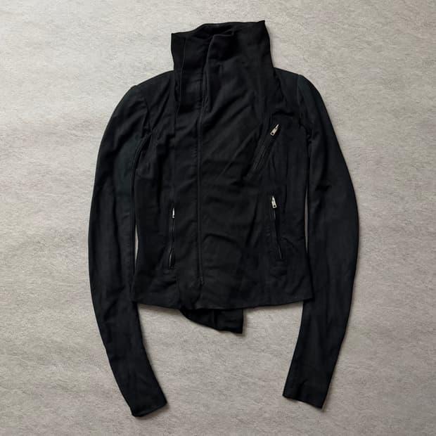 릭오웬스 하이넥 램스킨 자켓