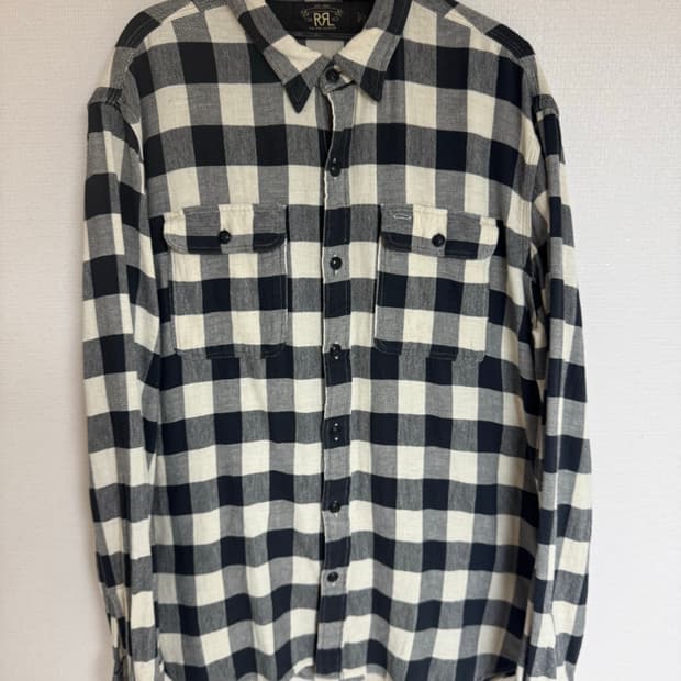 L RRL 버팔로 체크 트윌 워크 블랙 화이트 체크 셔츠