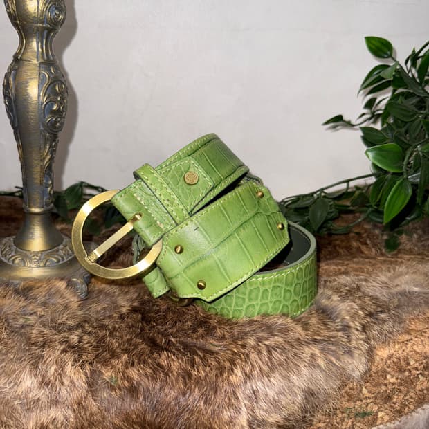 Louis Quatorze green python ring belt