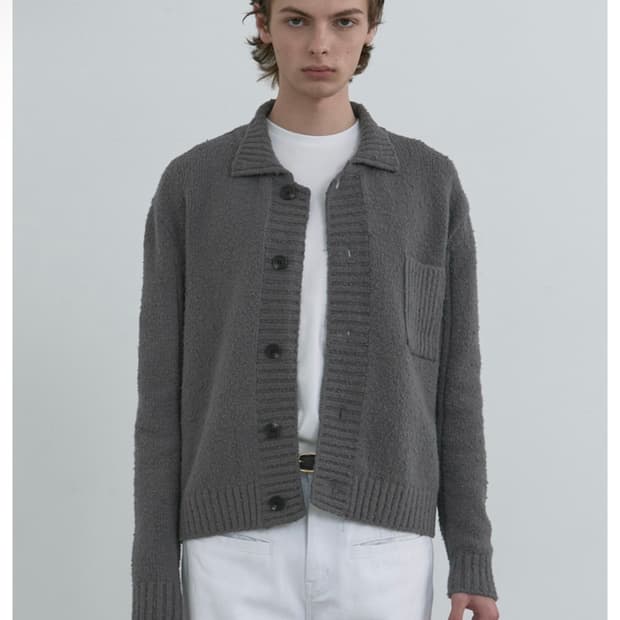 아이엘 / 크롭 니트 가디건 (그레이) / 50