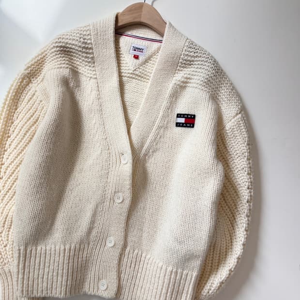 TommyJeans 타미진스 아이보리 울 니트 가디건
