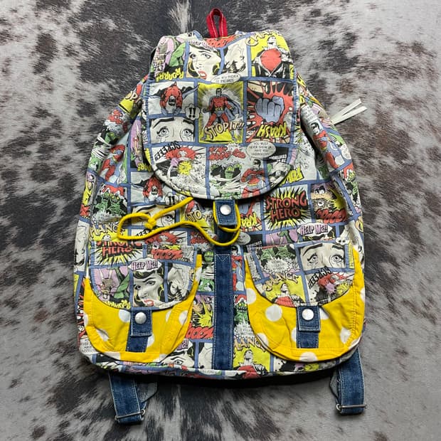 빈티지 카툰 프린팅 백팩