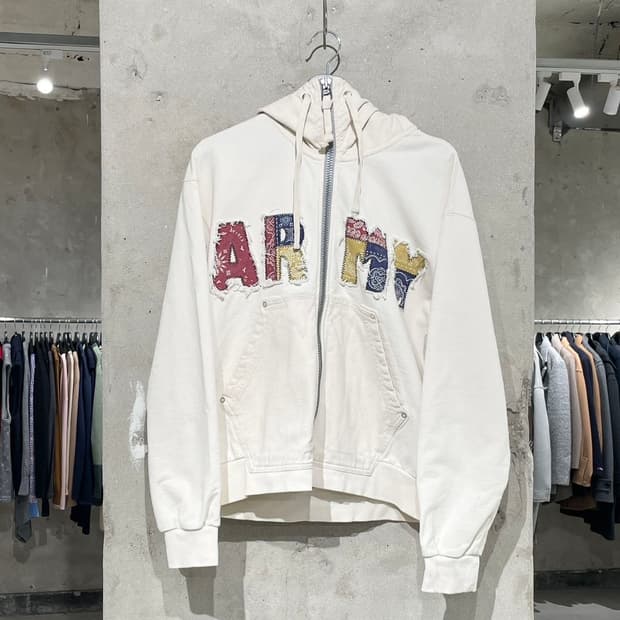 아비렉스 크림 타입 블루 army 후디 집업