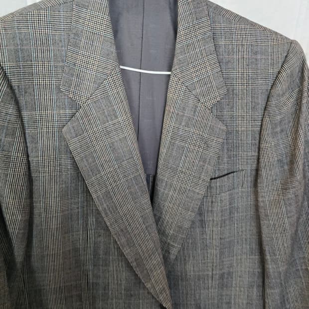 LANVIN 체크무늬 빈티지 오버핏 자켓