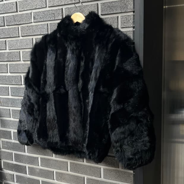 genuine rabbit 천연 래빗퍼 자켓 블랙