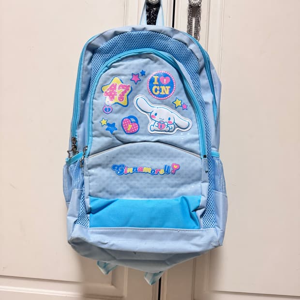 서브컬쳐 지뢰계 양산형 시나모롤 스카이블루 백팩 배낭