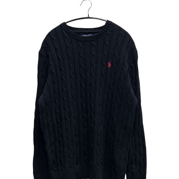 폴로 랄프로렌 케이블 꽈배기 니트 블랙