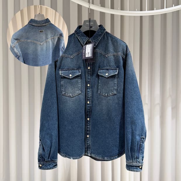 (S+/S) / 프라다 투 포켓 삼각로고 데님 패딩 자켓