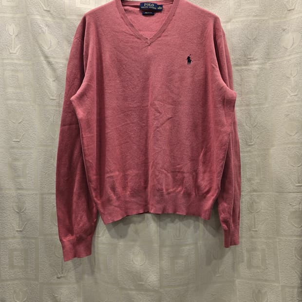 폴로 랄프로렌 남여공용 핑크 브이넥 티셔츠 S~M