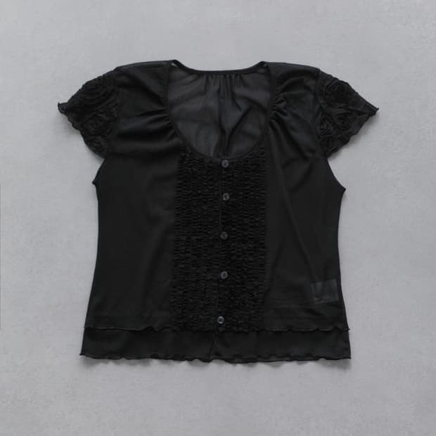 flower see-through half blouse