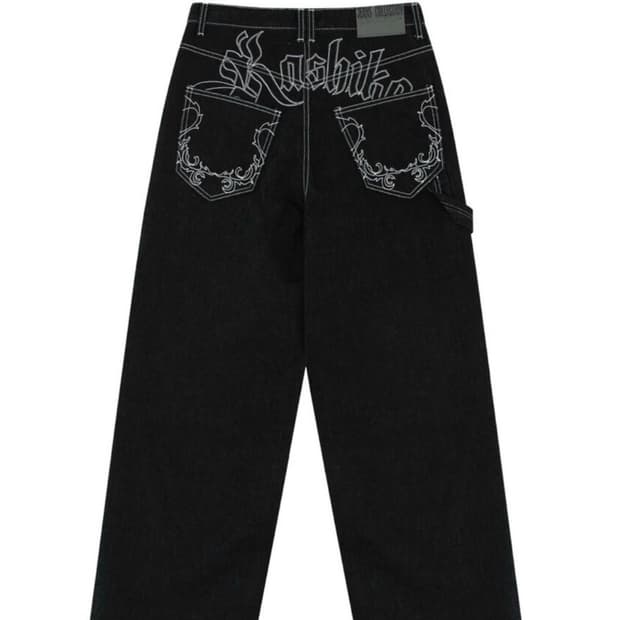 카시코 자수 논페이드 데님 팬츠