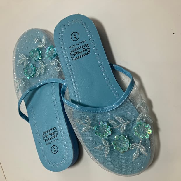 2000s Y2K 메쉬 샌들 슬리퍼 세퀸 뮬 연 하늘색