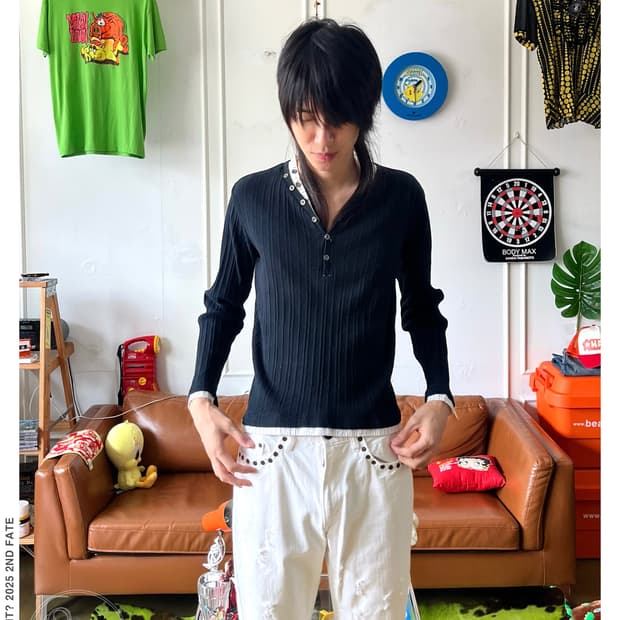 Jpn Vintage Stripe Docking Golgi Knit