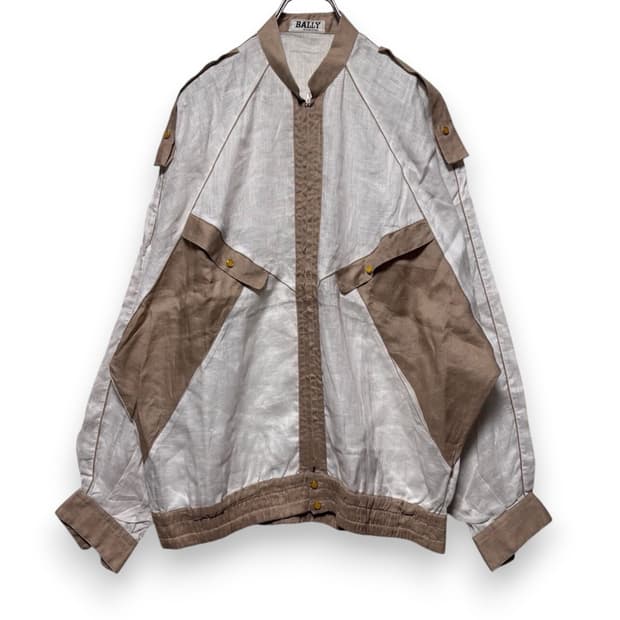 bally 80s nonecollar linnen jacket