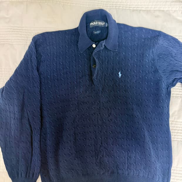 Polo 골프 케이블 카라니트 네이비