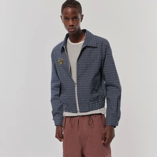 블루썬플라워 투웨이 체크 숏 블루종