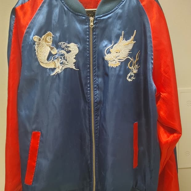 일본 빈티지 백룡 스카쟌