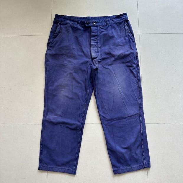 80s 프렌치 Barbe Bleue 페이디드 워크 팬츠 36