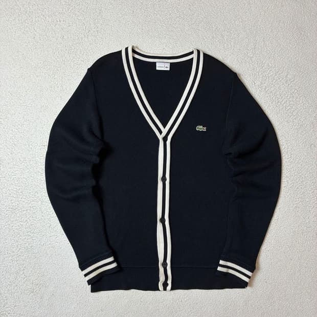 라코스테 스몰 로고 시그니처 트리밍 니트 가디건 PN7626