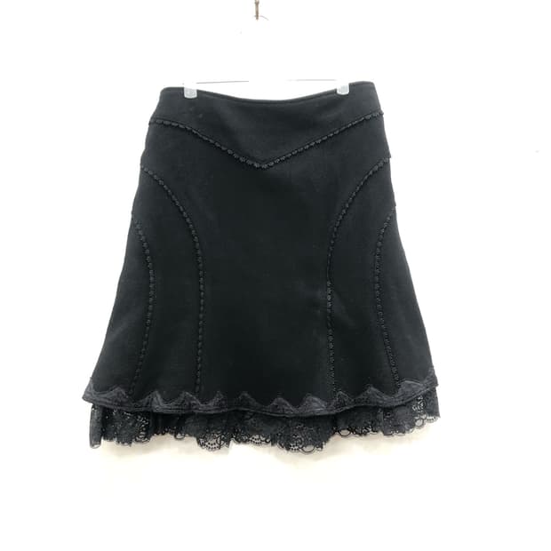 black lace detail midi skirt