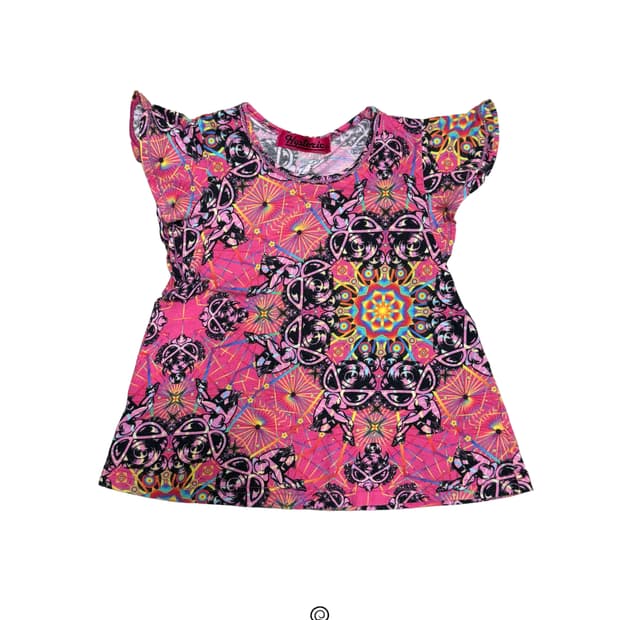 (레어)히스테릭 미니 사이키델릭 그래픽 프릴 탑