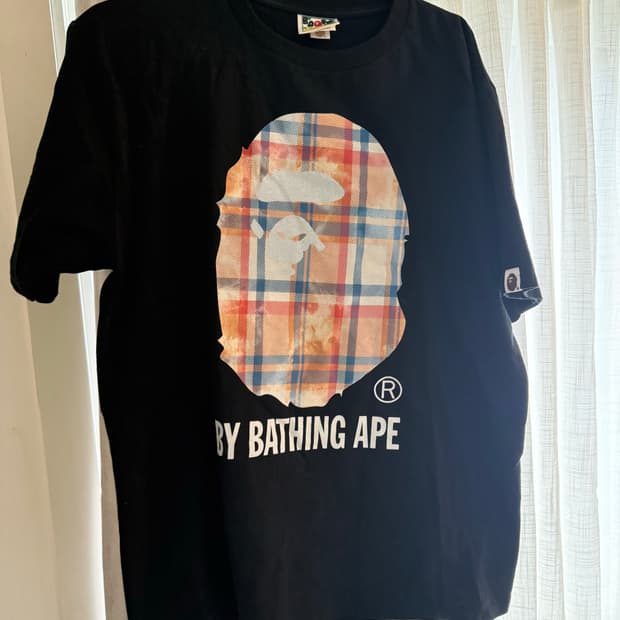 베이프 블리치드 베이프 체크 바이 베이싱 에이프 티셔츠