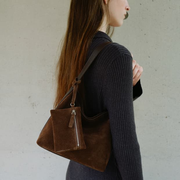 로서울 Mini pulpy hobo bag Suede Chestnut