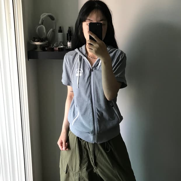 나이키 올드스쿨 그레이 반팔 집업