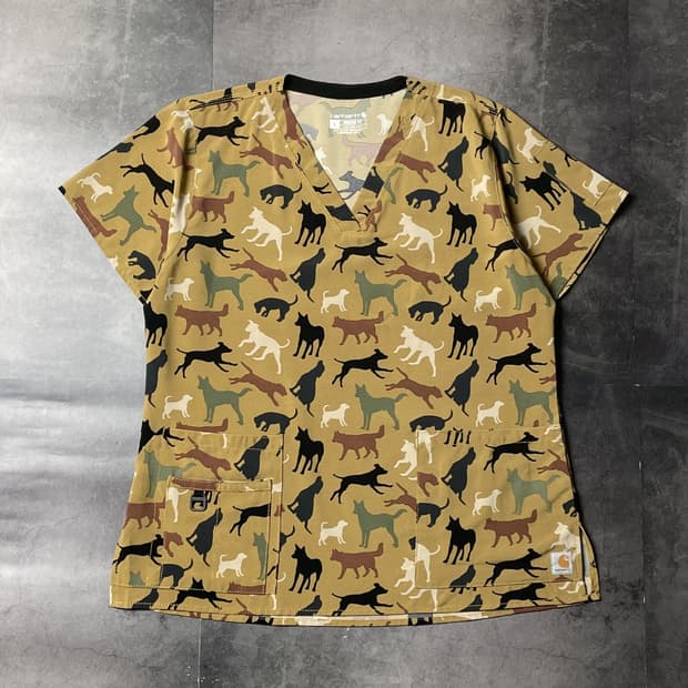 CARHARTT 칼하트 리프스탑 패턴 브이넥 워크 반팔티셔츠 A01057