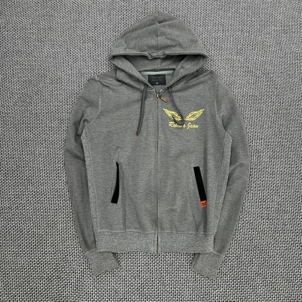 로빈스진 백로고 자수 후드집업